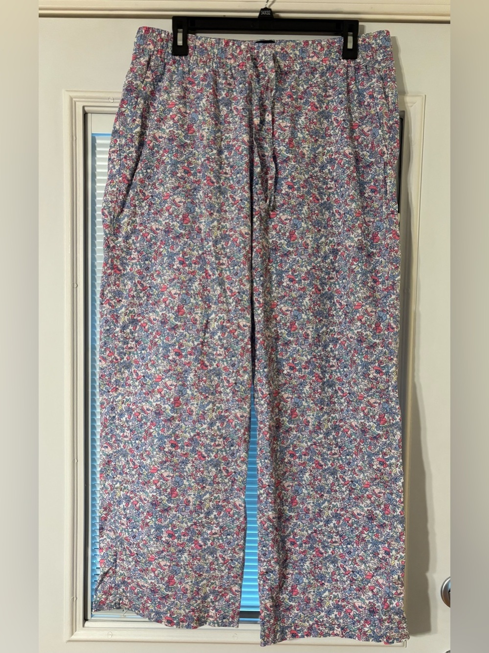 GAP Floral Print Lounge Pants - Pink Blue Green on White